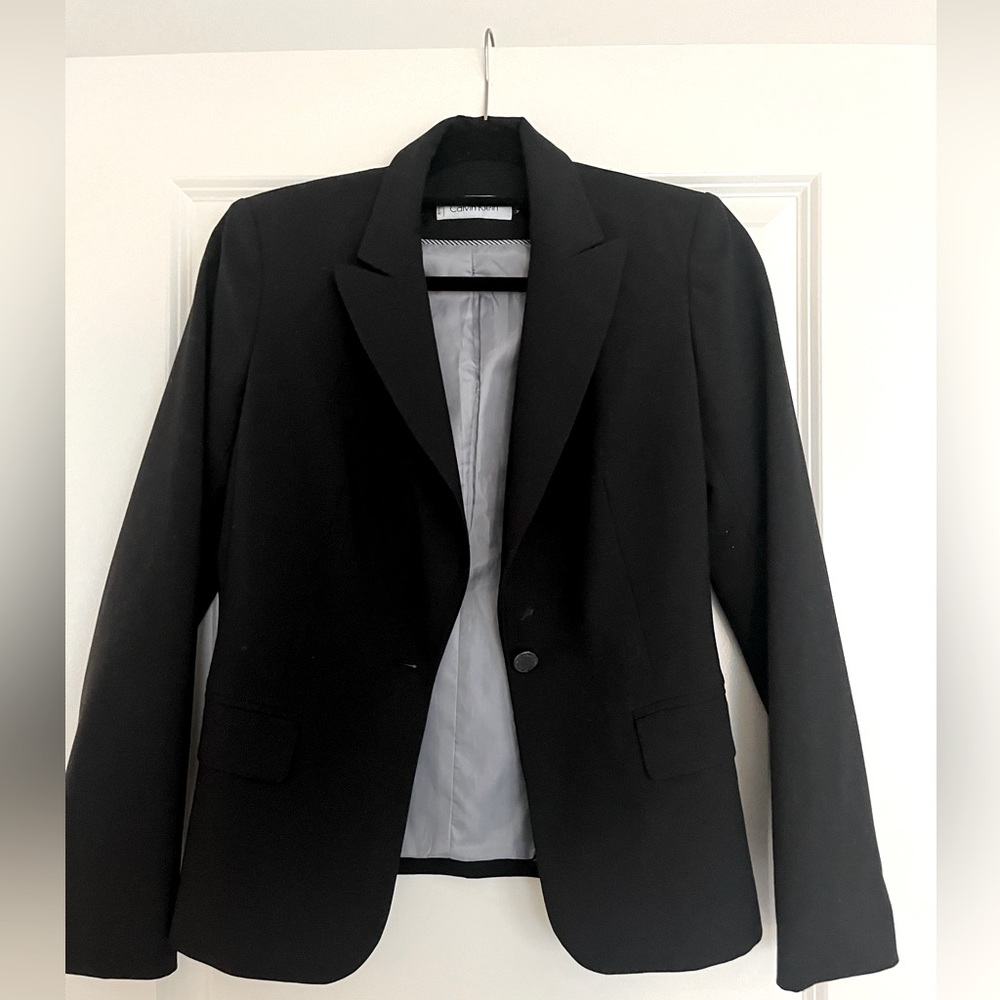 Calvin Klein Black Single Button Blazer Size 2